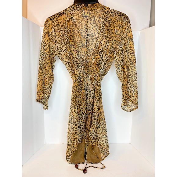 Have Faith Swimwear Leopard Print Coverup, Beaded Rhinestones Details Small - Picture 6 of 14